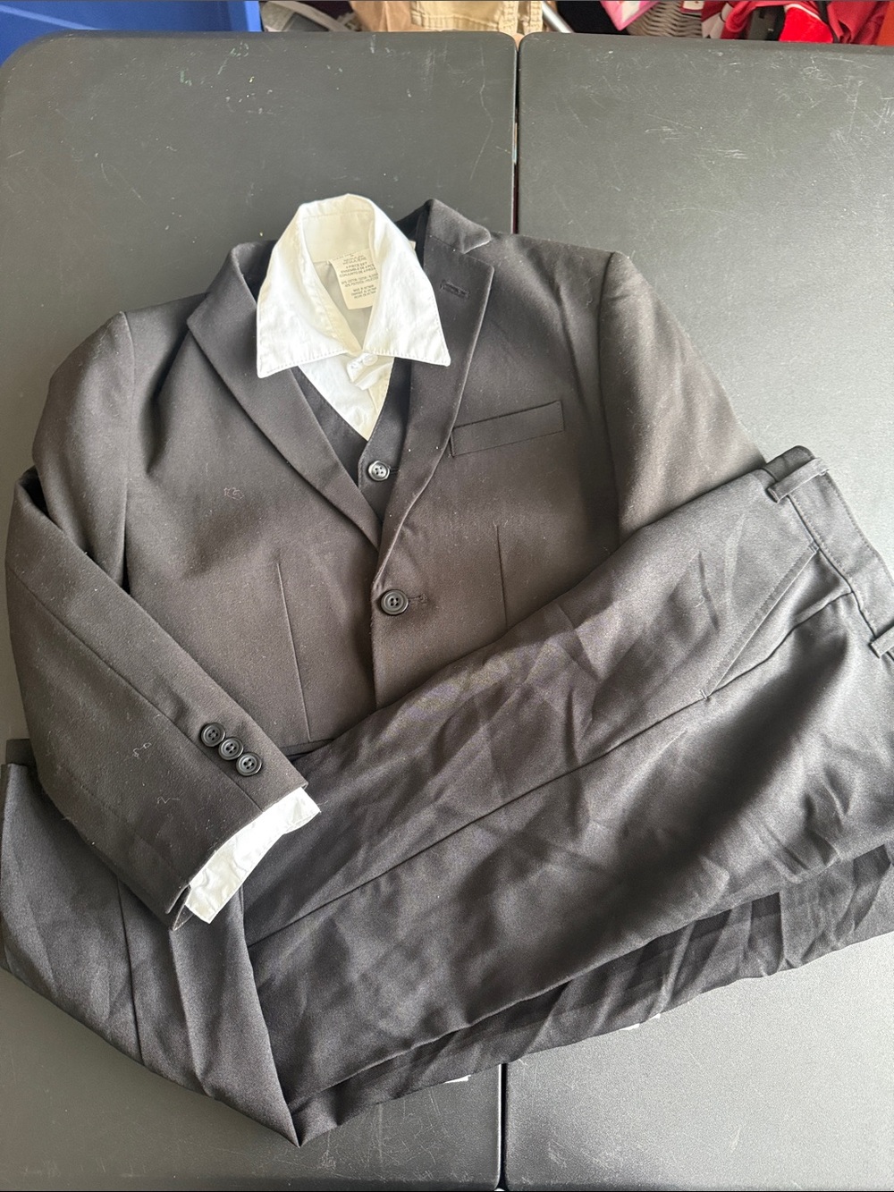 Van Heusen Black Kids Suit with White Shirt Accent